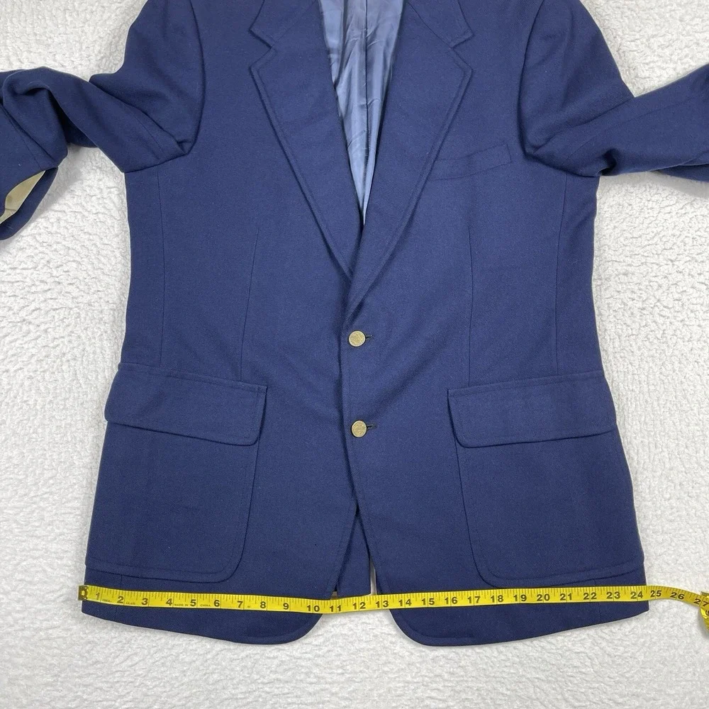 Thos Stuart Blazer Men XL Navy Blue‎ 100% Cashmere VTG Sport Coat Patch Pocket